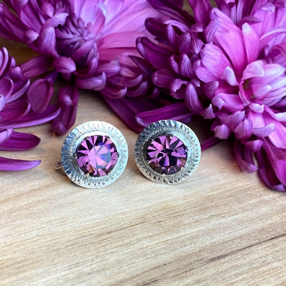 Vintage Sterling Silver Ward Bros Glass Earrings